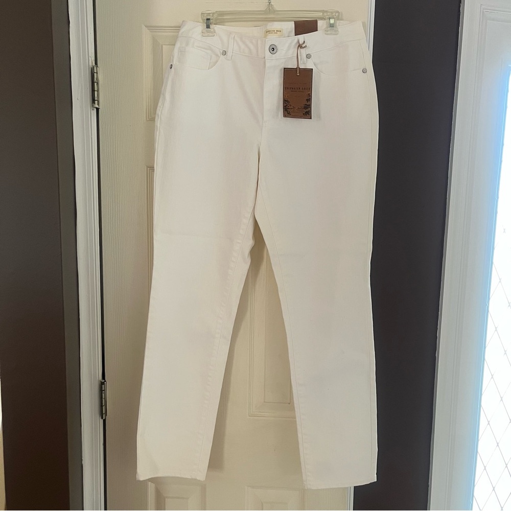 Women’s Coldwater Creek Brand White Denim Slim Leg Jeans Size 12 NWT *Read Below